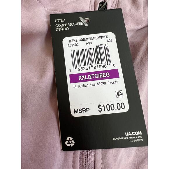 Under Armour OutRun The Storm Jacket Mauvi Pink 1361502-698 Mens Size 2XL - Picture 3 of 9